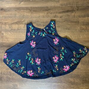 Free People Floral Embroidered Swing Tank